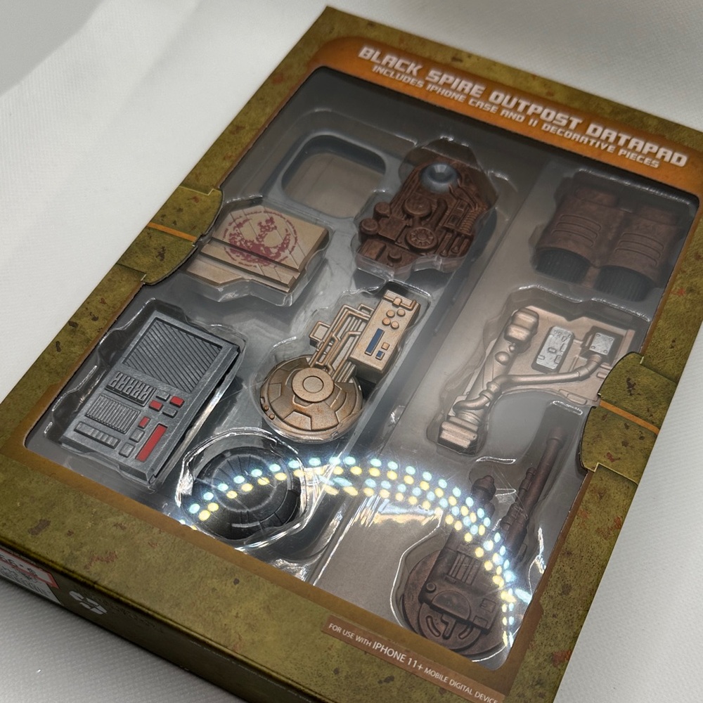 Black Spire Outpost Datapad Phone Case Decor - Metallic Brown & Gold Accents